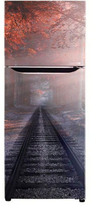 KgnDesigns 60 cm 3D road colourful tree leaves Fridge wallpaper poster Adhesive Vinyl Sticker Fridge wrap Decorative sticker (pvc vinyl covering area 60cm X 160cm ) Self Adhesive Sticker  (Pack of 1)