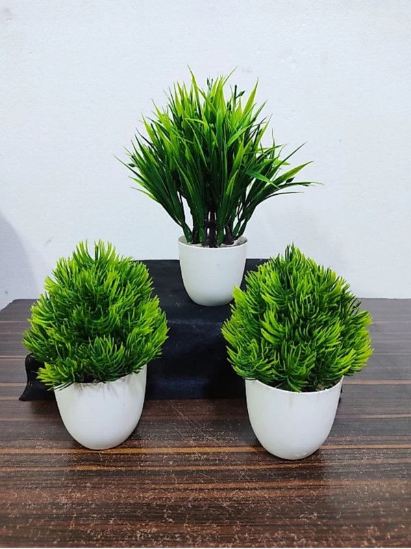 Green Wild Flower Artificial Flower with Pot  (10.5 inch, Pack of 0)