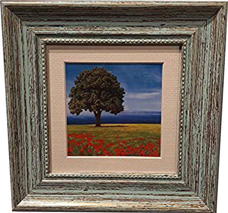 Order Happiness Natural Tree Painting Wall Hanging Frame Natural Colors 8 inch x 8 inch Painting  (With Frame)
