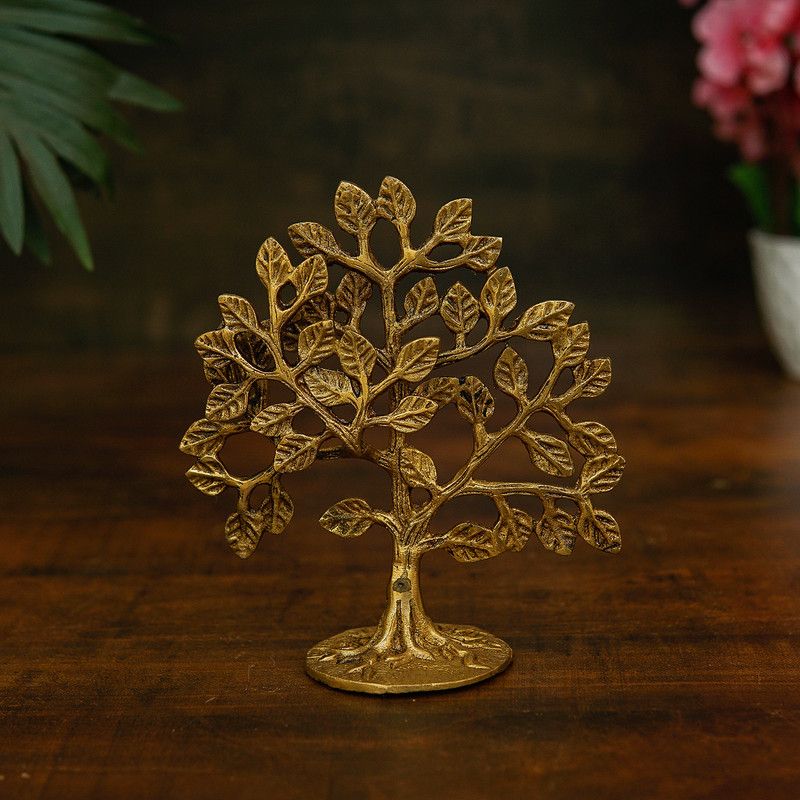 StatueStudio Brass Tree of Life showpiece Brass Chakra Tree for Home Décor and Gift Decorative Showpiece - 15.24 cm  (Brass, Gold)