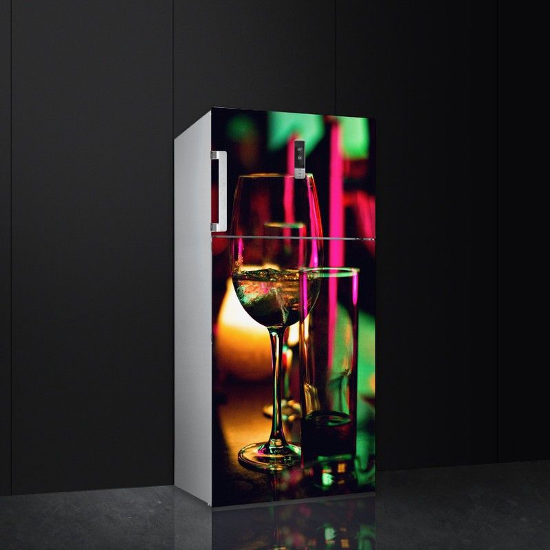 Byte Studio 60 cm Wine in Glass Abstract Decorative Fridge Stickers Self Adhesive Sticker  (Pack of 1)