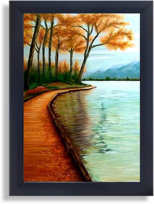 Via del Corso Exotic River view framed painting 18 x 12 inch Digital Reprint 18 inch x 12 inch Painting  (With Frame)