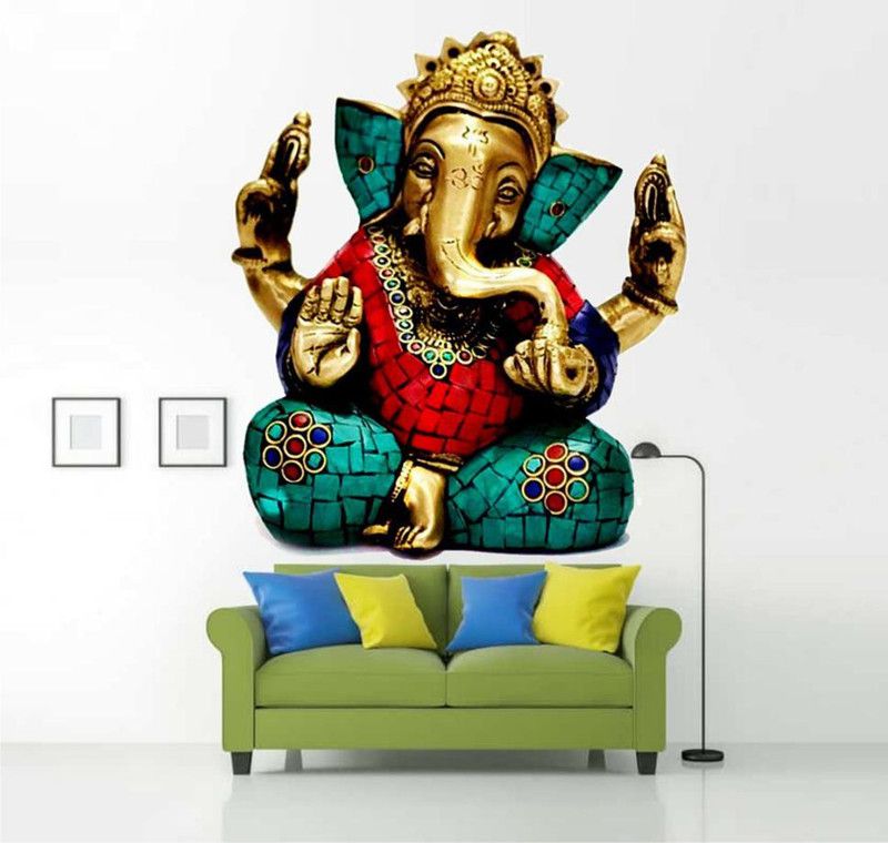 PARTHDECORE 52 cm ganesha 3d 1 wall sticker Self Adhesive Sticker  (Pack of 1)