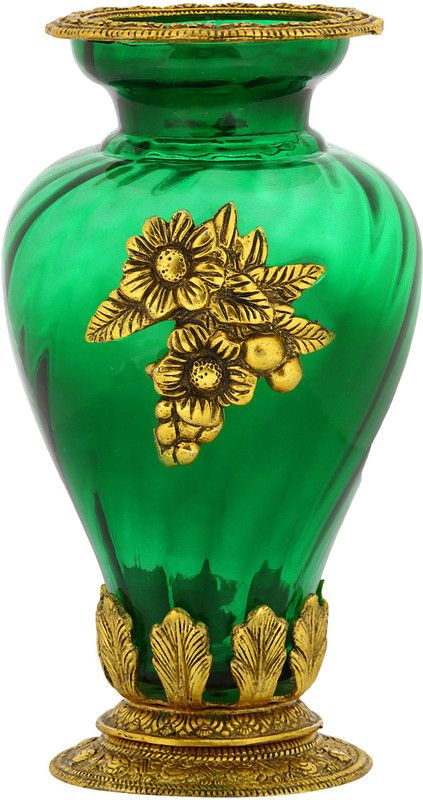 NM Glass Vase  (11 inch, Green)