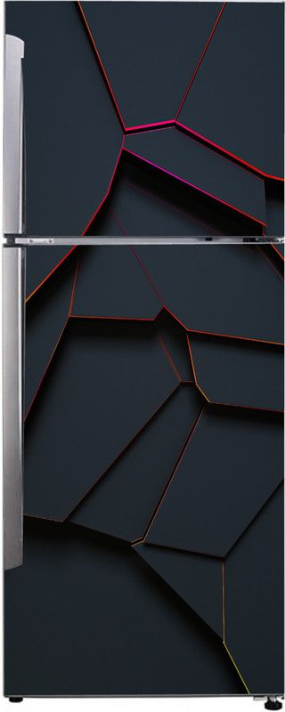 LAKSHIT ENTERPRISES 160 cm Decorative Abstract Multicolor 3D Black And Red Design Sticker For Fridge Décor Self Adhesive Sticker  (Pack of 1)