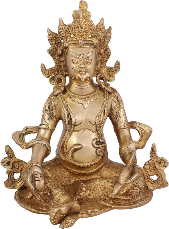 ARIHANT CRAFT Ethnic Decor God Kuber Idol Statue Lord Kuber Sculpture Hand Work Decorative Showpiece - 25.5 cm  (Cast Iron, Yellow, Gold)