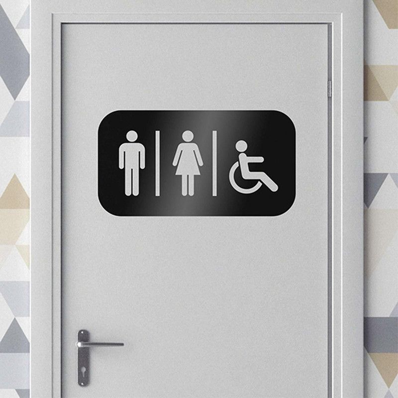 Asmi Collections 32 cm Self Adhesive Toilet Restroom Sign Stickers Black Removable Sticker  (Pack of 1)
