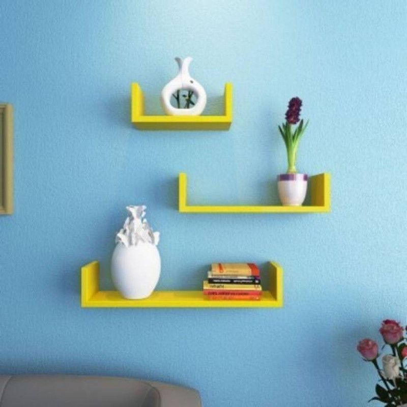UNIVERSE UNITE MDF (Medium Density Fiber) Wall Shelf  (Number of Shelves - 3, Yellow)