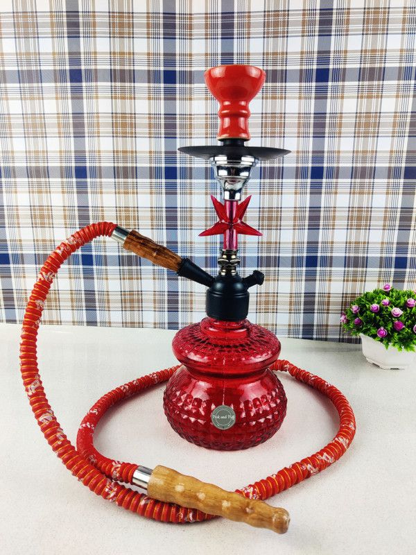 15 inch Glass, Ceramic Hookah  (Red)