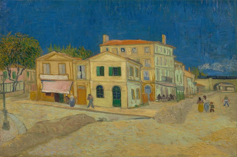 DecorAdventures *The Yellow House (1888)* by Van Gogh. Canvas Canvas 16 inch x 21 inch Painting  (With Frame)