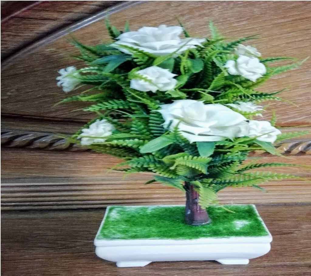 White Rose Bonsai (plastic)