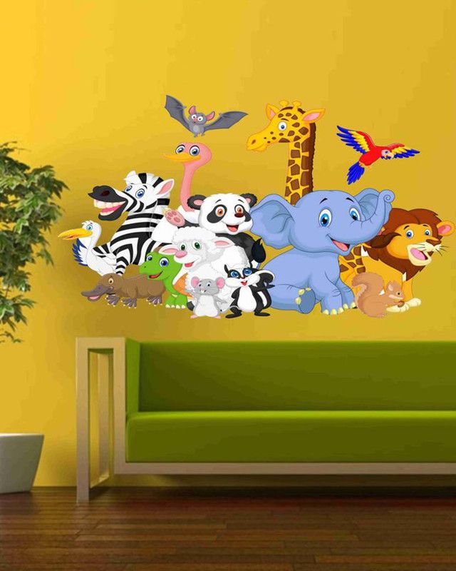 BALKRISHNA WALL STICKER 60 cm animals cartoon wall sticker 3d Self Adhesive Sticker  (Pack of 1)
