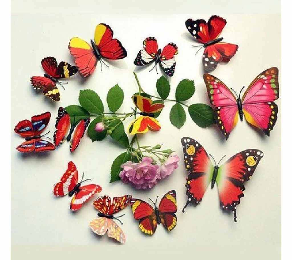 Butterfly Wall Sticker Plastic Made-12 Psc