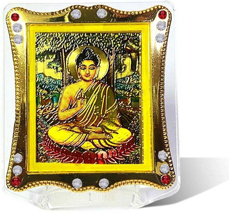 Uniqon Prism Design Acrylic Bhuddha Ji Idol Statue for Car Dashboard,Home, Office Decorative Showpiece - 7 cm  (Glass, Multicolor)