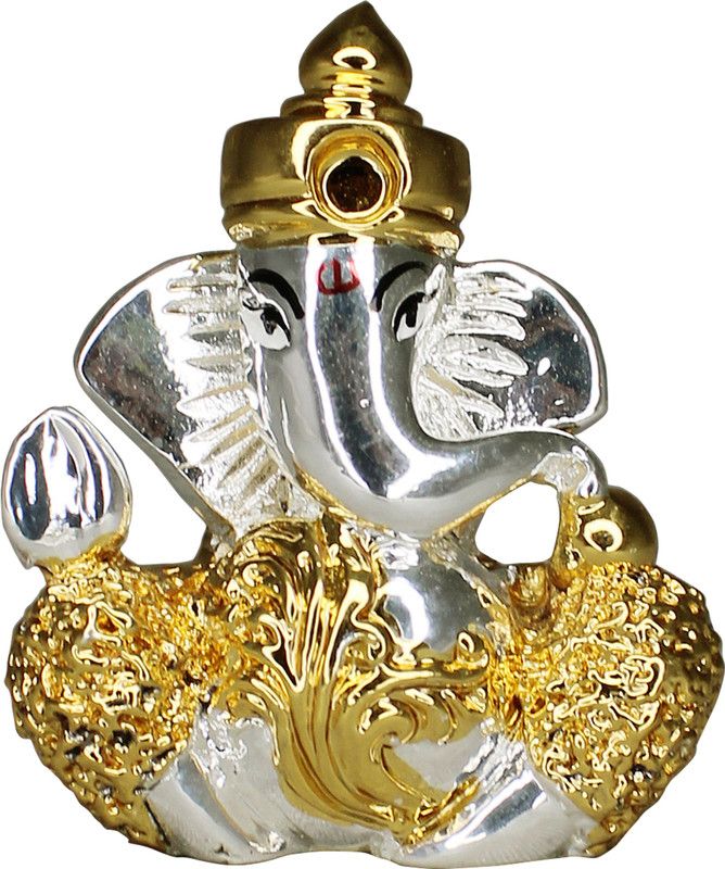Om ssvmb9 Ganesh Idol For Home Decor Ganesh Idol For Car Dashborad And Gifting (4x4x2) Decorative Showpiece - 4 cm  (Polyresin, Multicolor)