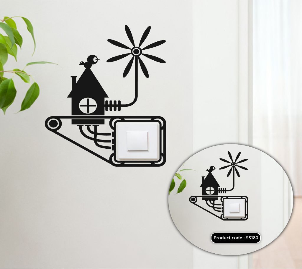 Bird on Brown Windmill Switch & Socket Vinyl Decals Removable High Quality Wall Sticker - DDecorator