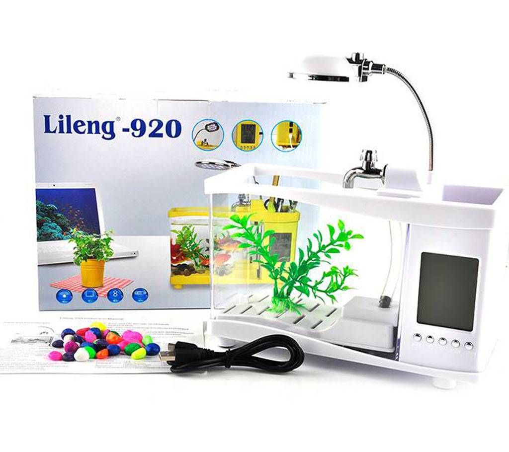 USB desktop Mini aquarium with clock