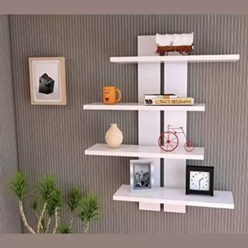SELLRETAIL Decoretive Wall Shelves MDF (Medium Density Fiber) Wall Shelf  (Number of Shelves - 4, White)