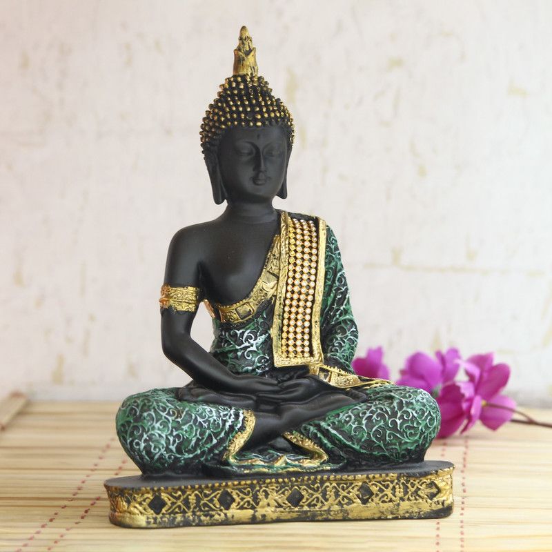 eCraftIndia eCraftIndia Green Buddha Decorative Showpiece - 24 cm Decorative Showpiece - 22 cm  (Polyresin, Green)