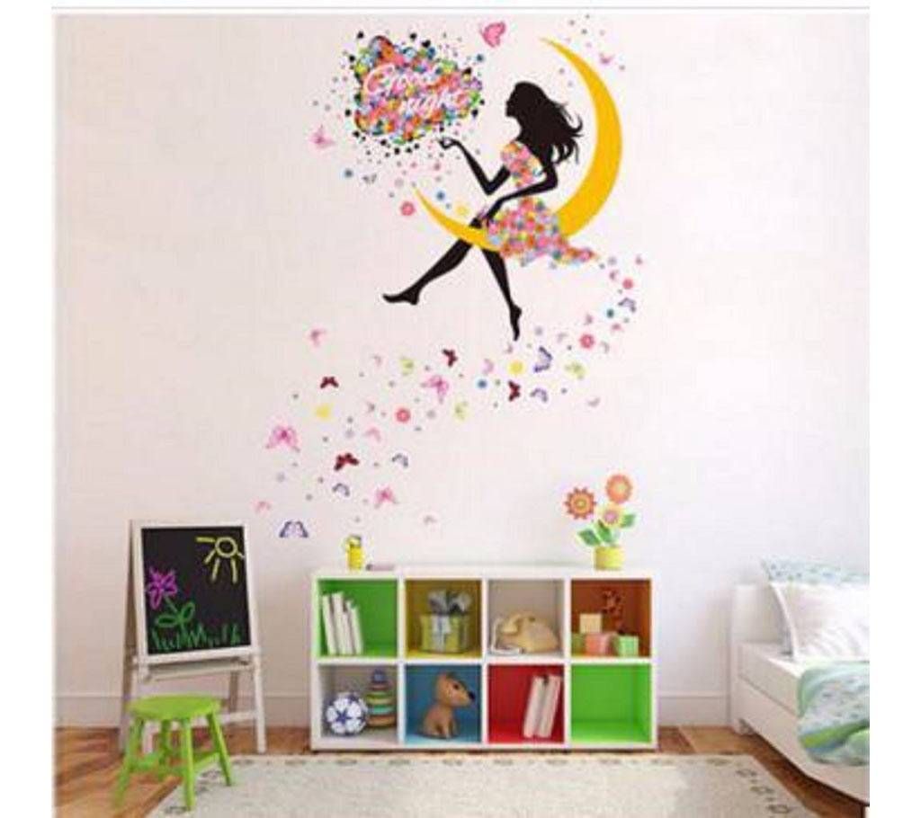 Lady on Moon Wall Sticker 