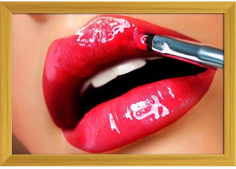 Professional Make Up Paper Poster Golden Frame | Top Acrylic Glass 19inch x 13inch (48.3cms x 33cms) Paper Print  (13 inch X 19 inch, Framed)