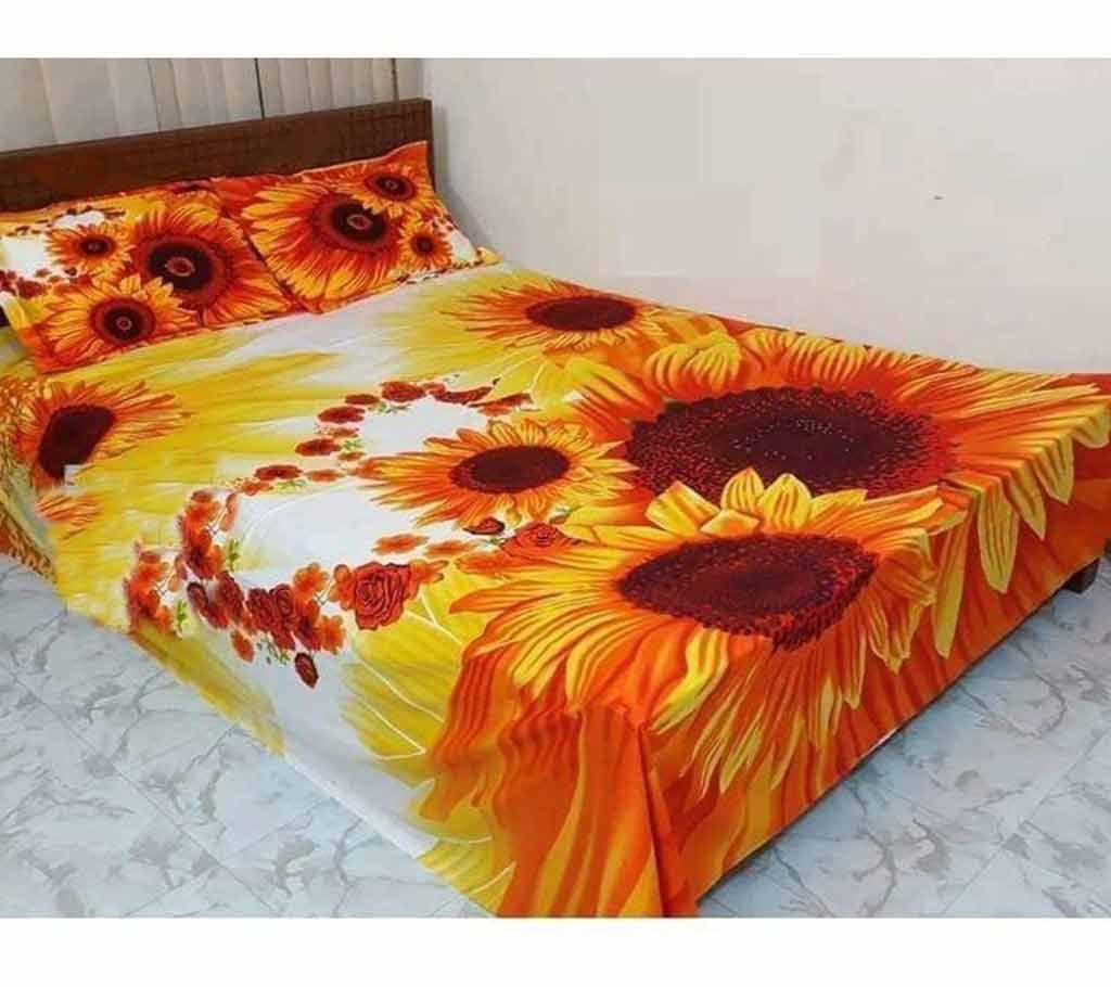 Double Size Cotton Bed Sheet with Matching 2 Pillow Covers - Multicolor Bed-51