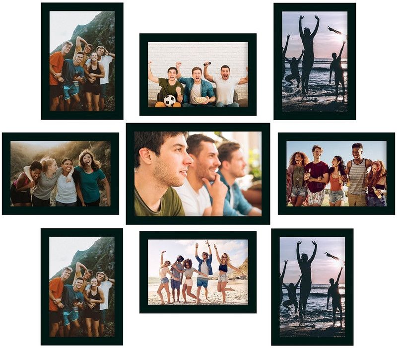 eCraftIndia Polymer Personalized, Customized Gift Best Friends Reel Photo Collage gift for Friends, BFF with Frame, Birthday Gift,Anniversary Gift Wall  (Black, 9 Photo(s), Set of 9 Photo Frames for 8 Photos of 4