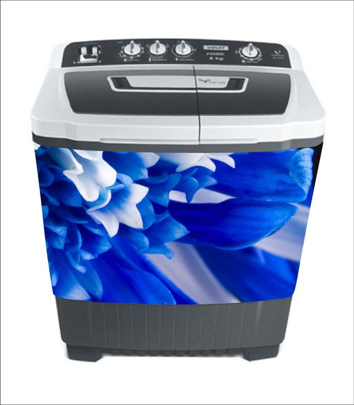 Khatwal Enterprises 60 cm decorative blue flower washing machine sticker Self Adhesive Sticker  (Pack of 1)