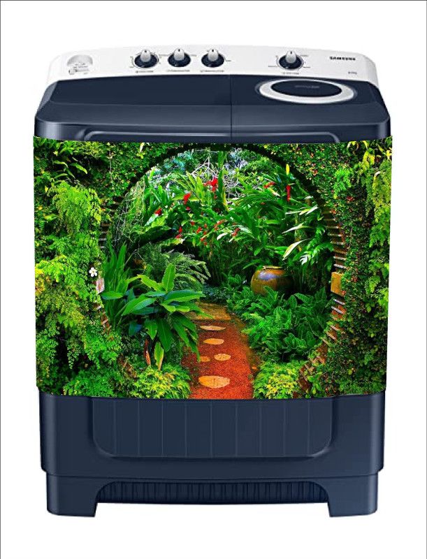 Khatwal Enterprises 60 cm decorative natural tree leaves washing machine sticker Self Adhesive Sticker  (Pack of 1)