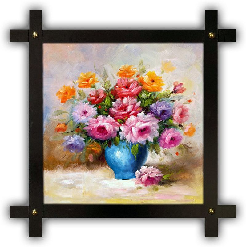 Poster N Frames Cross Wooden Frame Hand-Crafted with photo of Flower (floral) 3634-crossframe Digital Reprint 16.5 inch x 16.5 inch Painting  (With Frame)