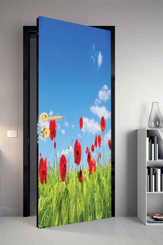 QTH 29.8 cm QTH Natural Dor-5780 Design Door Sticker Self Adhesive Sticker  (Pack of 1)