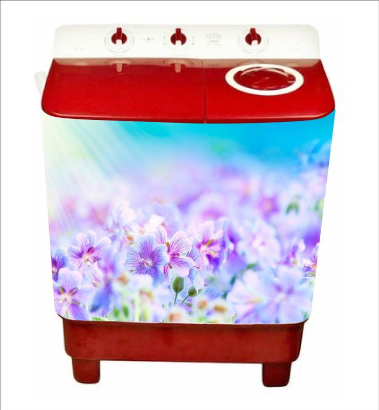 Crown Decals 86 cm decorative violet flower washingmachine sticker Self Adhesive Sticker  (Pack of 1)