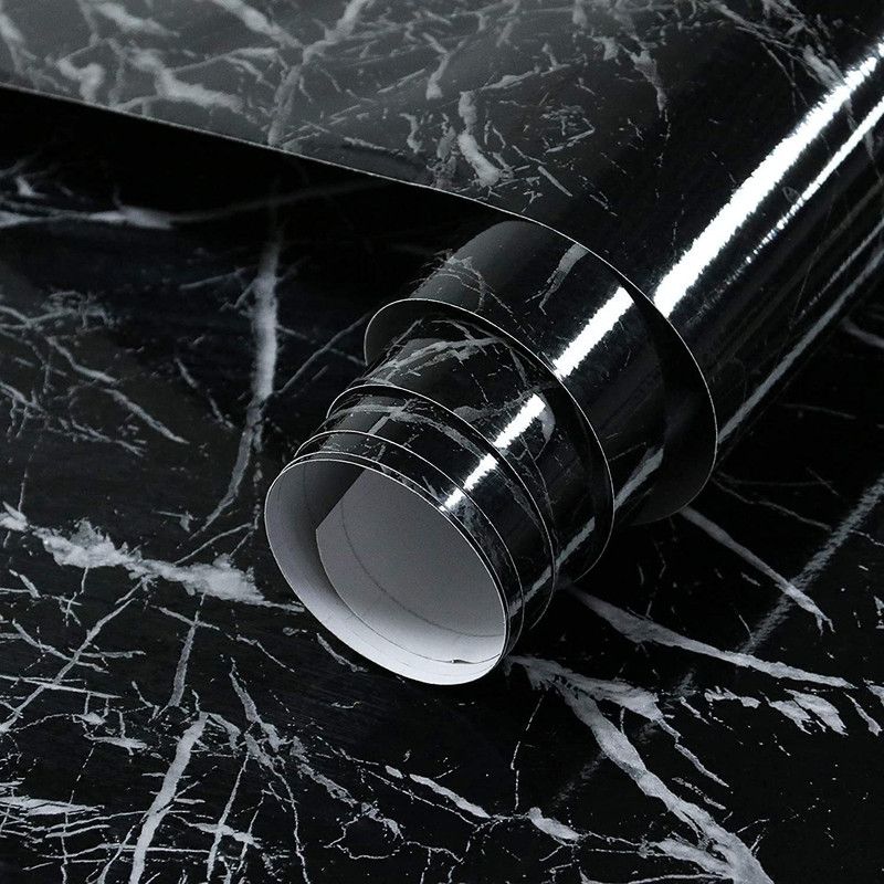 Amar Enterprise Self Adhesive Peel and Stick Removable Waterproof Marble 200 x 60 cm  (Black)