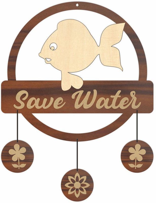 KREEPO Fish-Save Water Stylish Cut-Out Wall Hanging Plaque for Home Decor_K53  (Multicolor)