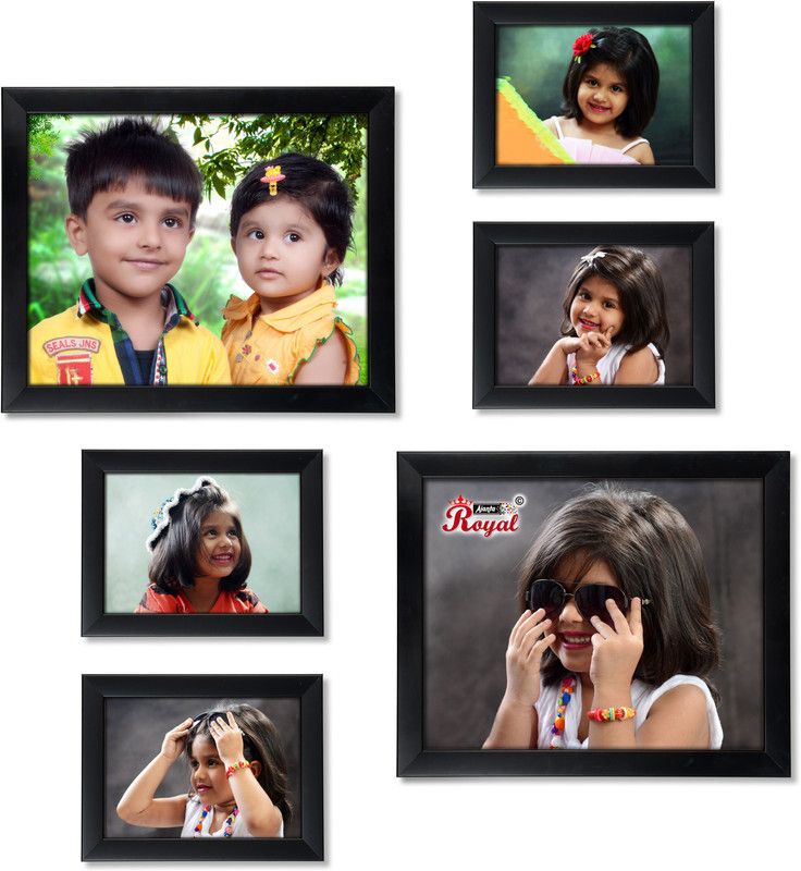 AJANTA ROYAL Glass Personalized, Customized Gift Best Friends Reel Photo Collage gift for Friends, BFF with Frame, Birthday Gift,Anniversary Gift Wall  (Black, 6 Photo(s), 4-5x7 & 2-8x10 inch)