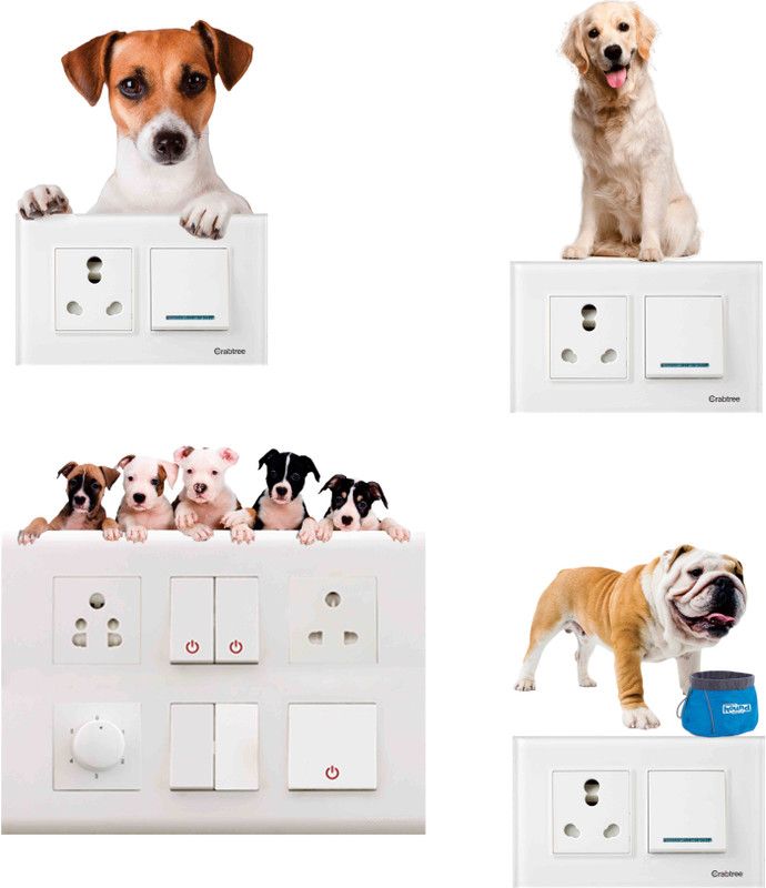 doodad 21.3 cm Cute Dogs Self Adhesive Sticker  (Pack of 4)