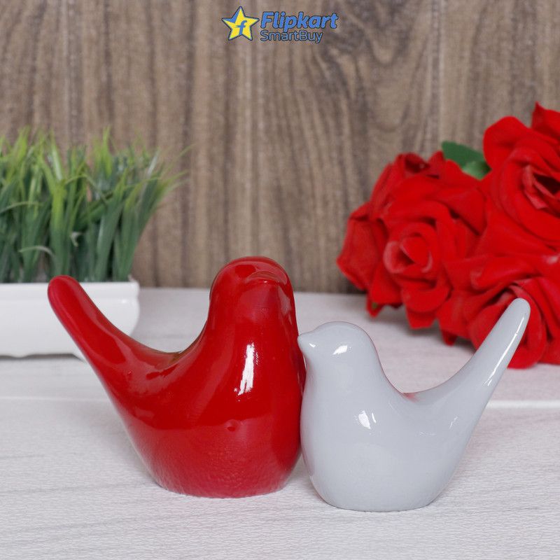 Flipkart SmartBuy Love Bird Showpiece Antique Finishing Decorative Showpiece - 7 cm  (Marble, Red, Grey)
