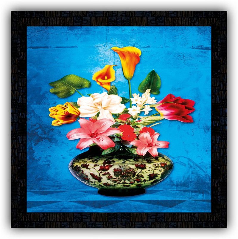 Poster N Frames framed poster of Flower floral-m-64 Digital Reprint 14 inch x 14 inch Painting  (With Frame)
