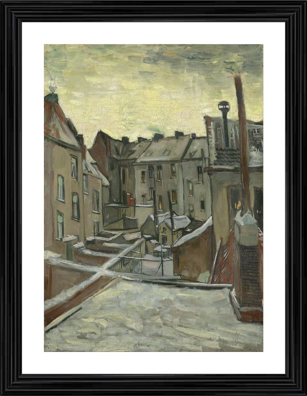 DecorAdventures *Houses Seen from the Back (1886)* by Van Gogh. Digital Reprint 24 inch x 18 inch Painting  (With Frame)