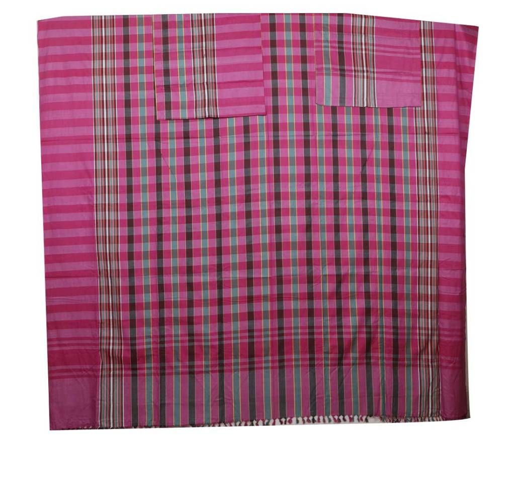Grameen check double size cotton bed sheet set 