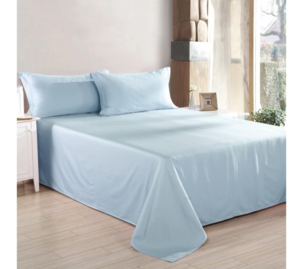 Little Boy Blue Satin CottonDouble Size Bedsheet by Ivoryniche