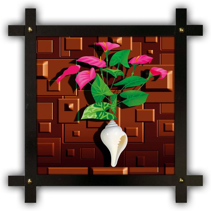 Poster N Frames Cross Wooden Frame Hand-Crafted with photo of Flower (floral) 14904-crossframe Digital Reprint 16.5 inch x 16.5 inch Painting  (With Frame)
