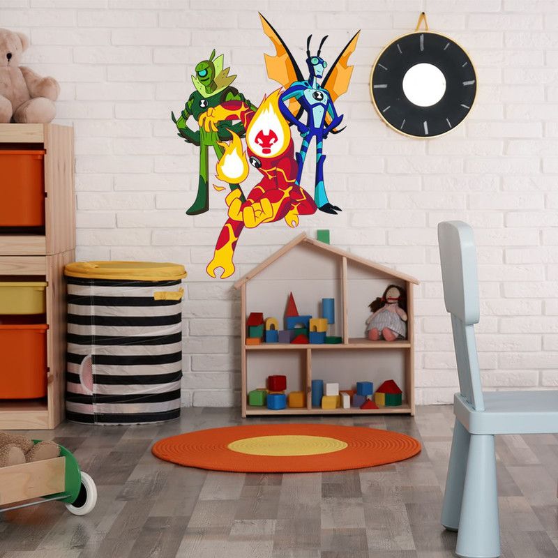 Spinn Decor Wall Decal Cartoon Network Ben10 50 cm Cartoon Network Ben10 Aliens Wall Sticker Self Adhesive Sticker  (Pack of 1)