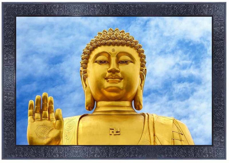 pnf Buddha Wood Photo Frames with Acrylic Sheet (Glass)13890 Digital Reprint 10 inch x 14 inch Painting  (With Frame)