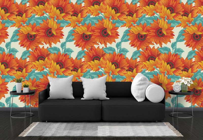 infinity interiors Floral & Botanical Orange Wallpaper  (325 cm x 40 cm)