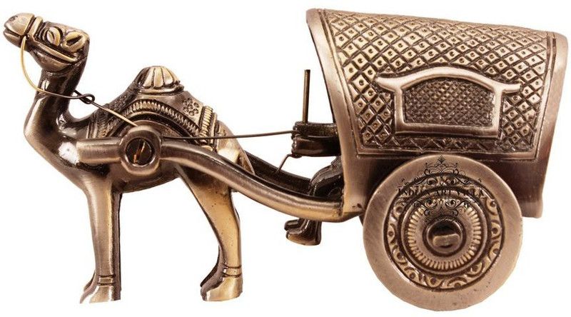 IndianArtVilla Camel Cart Decorative Showpiece - 7.62 cm  (Brass, Gold)