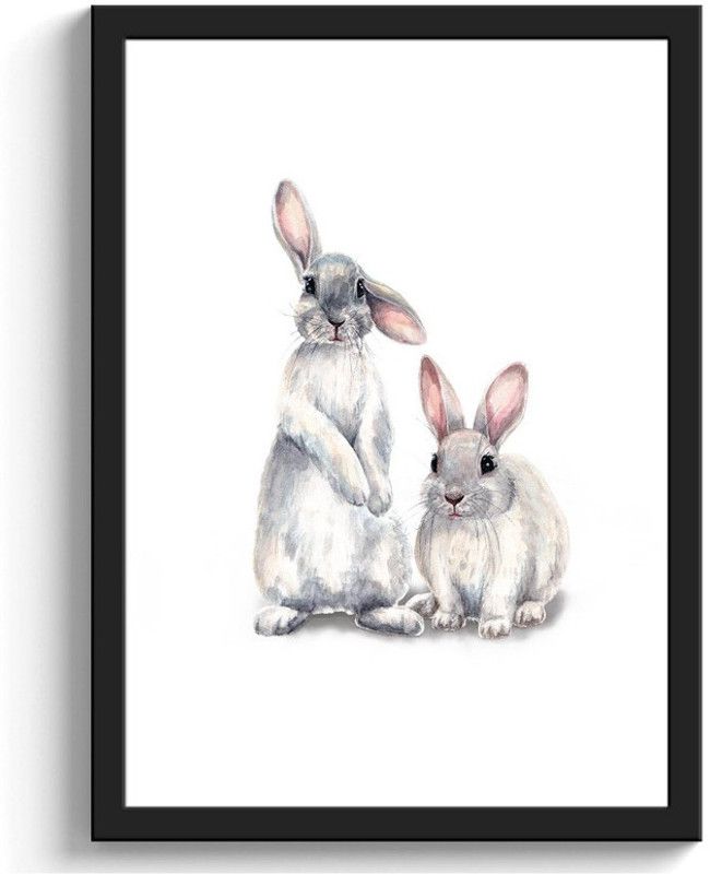 GS Decor Easter Sweet Bunnies Wall Painting | Wall Decor | Wall Art - Plexi Glass | Boho Room Decor - Black Frame Digital Reprint 11.69 inch x 9.27 inch Painting  (With Frame)