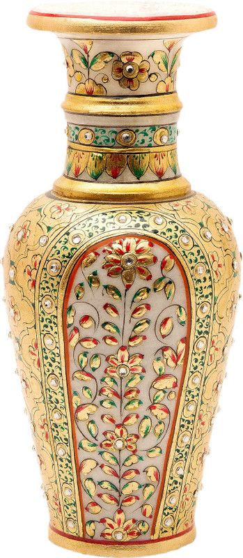Santosh Art Collection Marble Stoneware Vase  (9 inch, Multicolor)