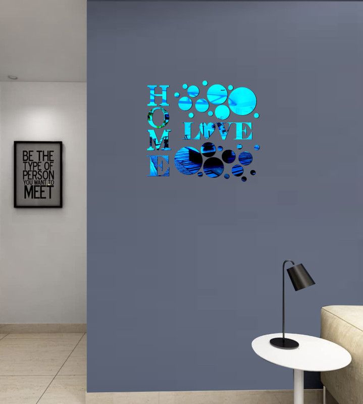 Aalam Designs 40.64 cm decorative home love art glass blue acrylic sticker Self Adhesive Sticker  (Pack of 1)