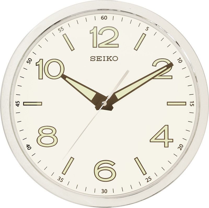 Seiko Analog 4.4 cm X 31.4 cm Wall Clock  (Silver, With Glass, Standard)